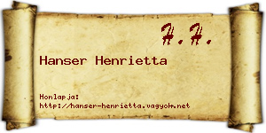 Hanser Henrietta névjegykártya